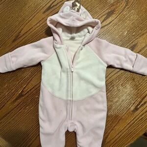 Old Navy‎ Baby Unicorn Costume Outfit 3-6 Months Pink White Hooded Footed